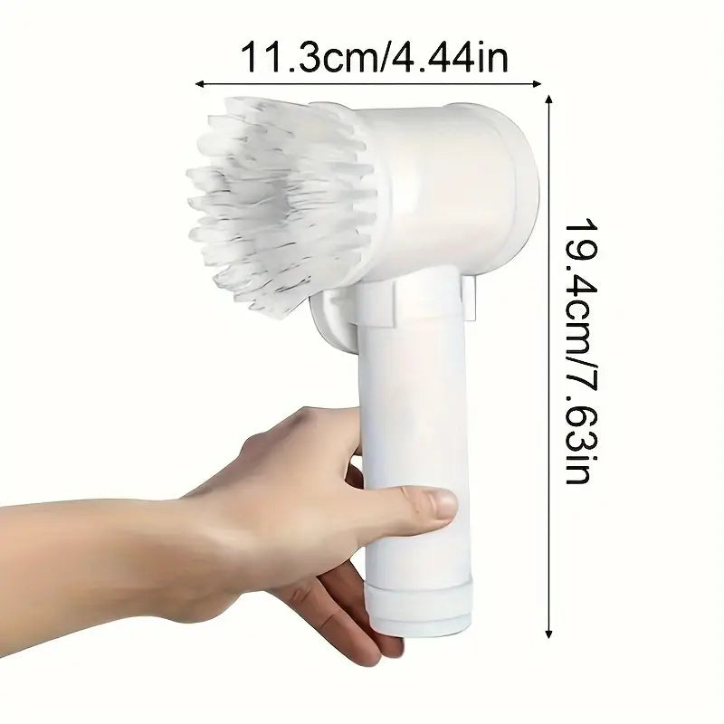 1 set of 5-in-1 electric rotating floor cleaner, with 5 replaceable brush heads, waterproof