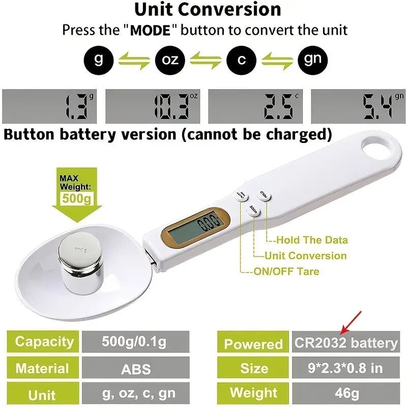 Accurate Measure Digital Kitchen Scale Spoon - LCD Display