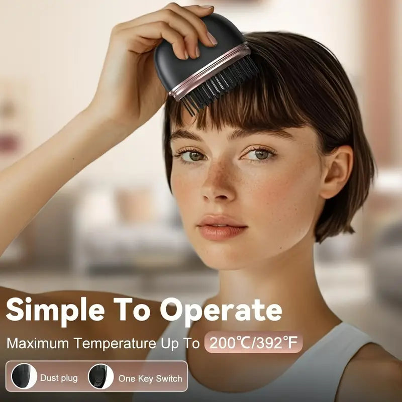 Mini Straightener Comb for Bangs - Portable, Rechargeable USB, One-Button Operation