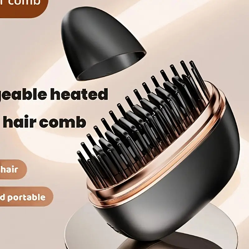 Mini Straightener Comb for Bangs - Portable, Rechargeable USB, One-Button Operation