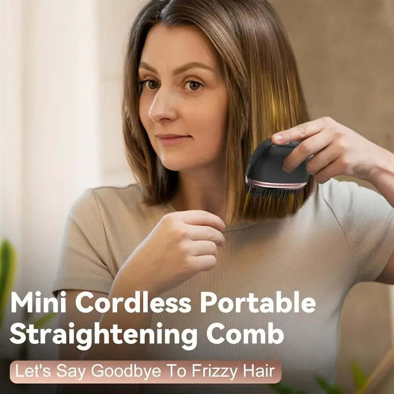 Mini Straightener Comb for Bangs - Portable, Rechargeable USB, One-Button Operation